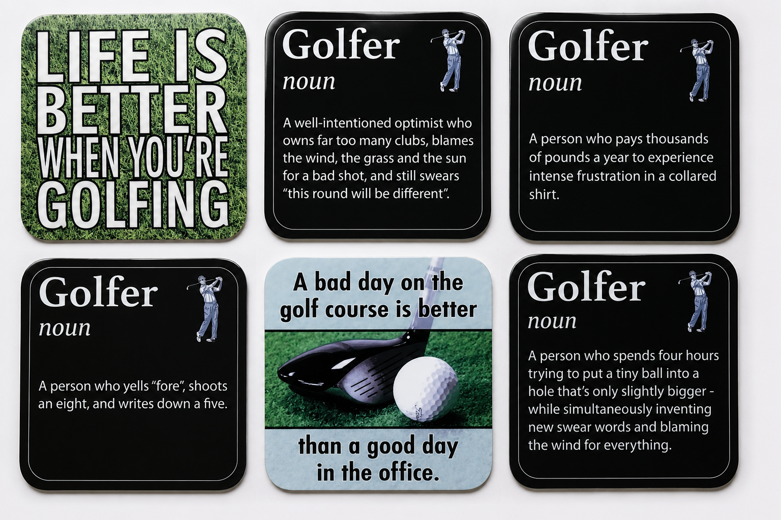 Coaster Bundle 1 - Any 3 golfer coasters