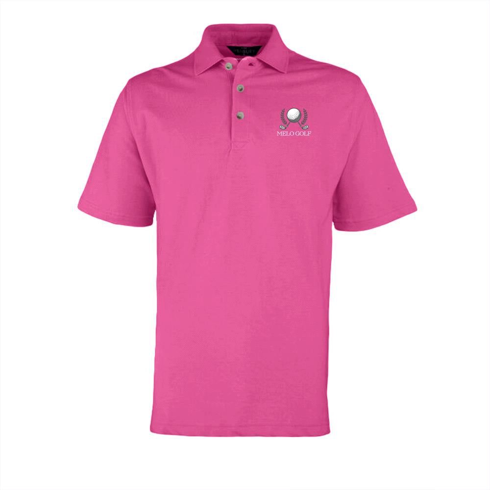 MELO Golf Classic Polo in hot pink and orange with breathable fabric for comfort and style
